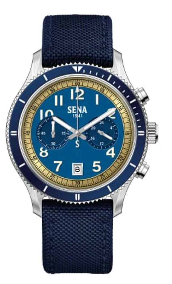 SENA Warisan 2-Eyes Chronograph Gents, Blue
