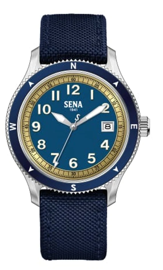 SENA Warisan 3-Hands Date Gents, Blue