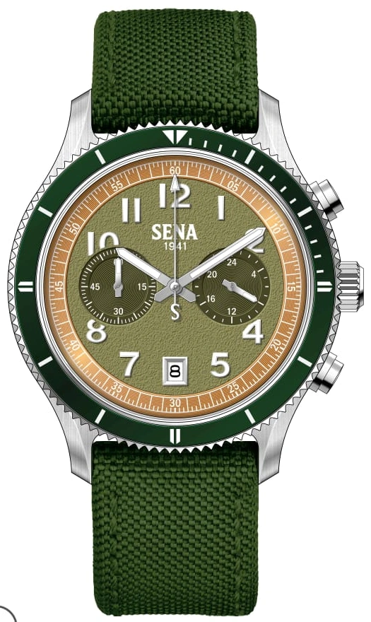 SENA Warisan 2-Eyes Chronograph Gents, Green — Full watch