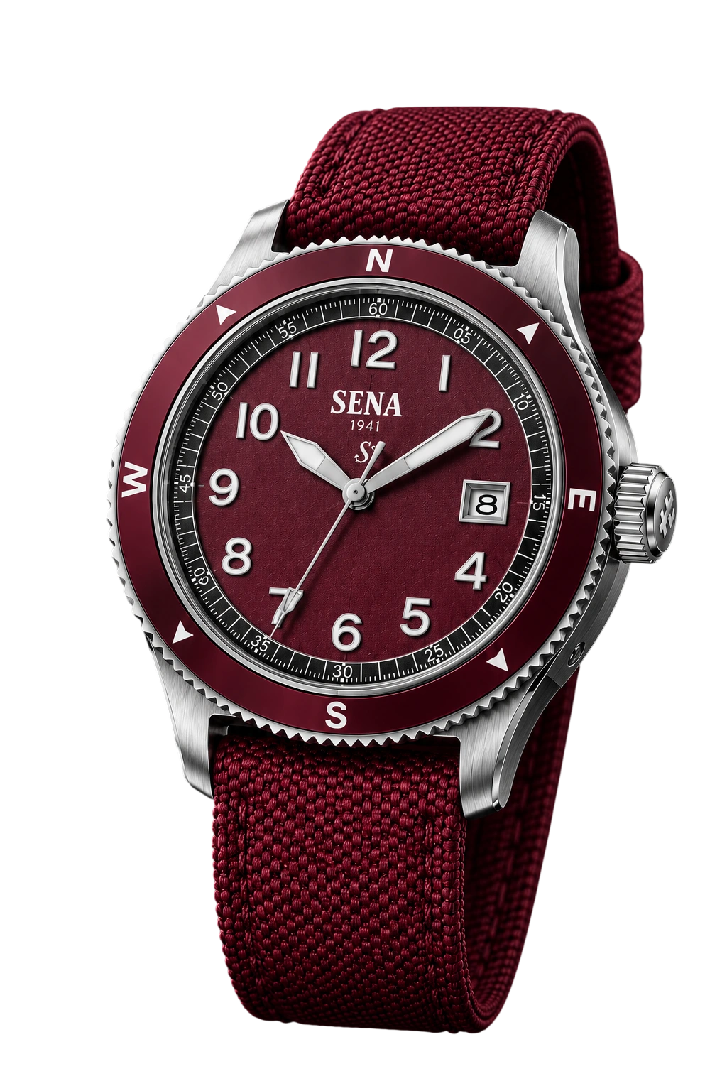 SENA 3-Hands Date Gents, Burgundy